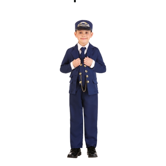 Kids Blue Conductor Costume - Picture 1 of 5